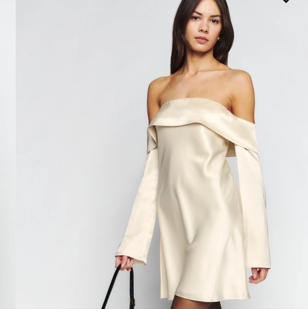 Reformation Maves Silk Almond Mini Dress - Picture 3 of 5